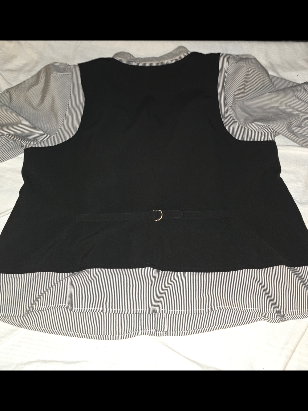Lane Bryant Black Vest Over Striped Blouse Size 22 - Picture 5 of 5